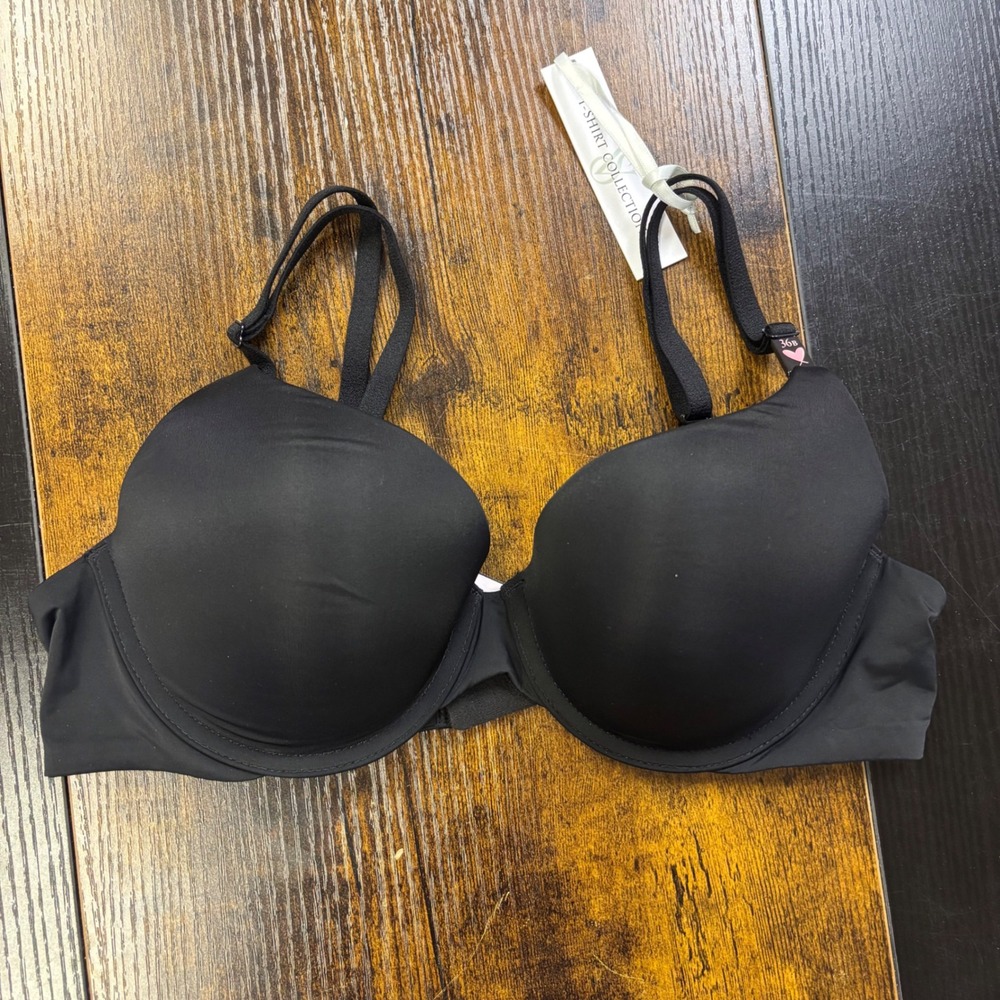 NEW Victorias Secret T-Shirt Collection Push-Up Bra Black‎ 36B Underwire